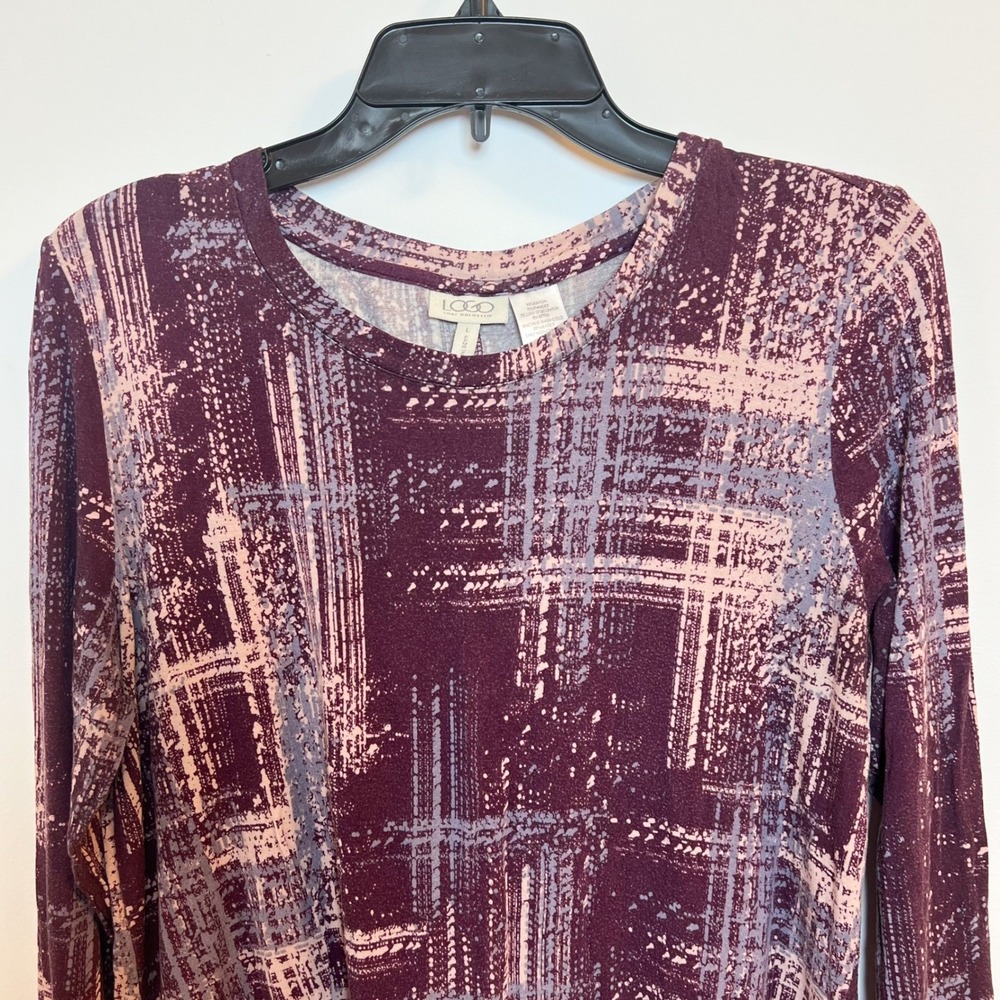 LOGO by Lori Goldstein Women's Long Sleeve Tunic Top Abstract‎ Print Size Large - Picture 5 of 9